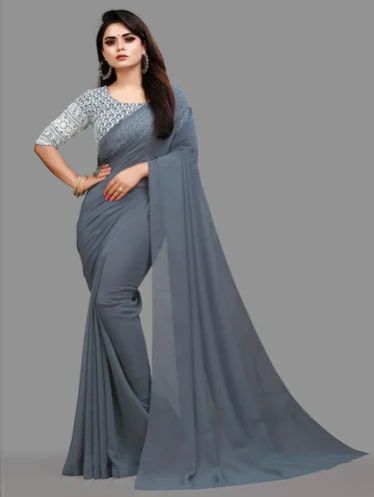 Plain Georgette Saree