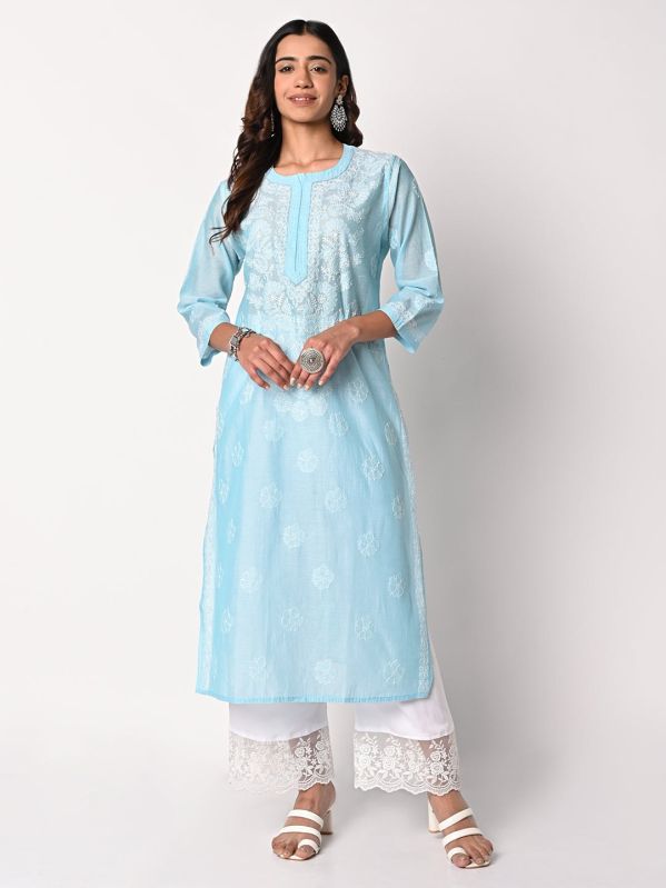 Chikankari Rayon Kurti Palazzo Set