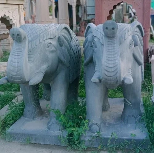 Sandstone Grey Elephant Statue