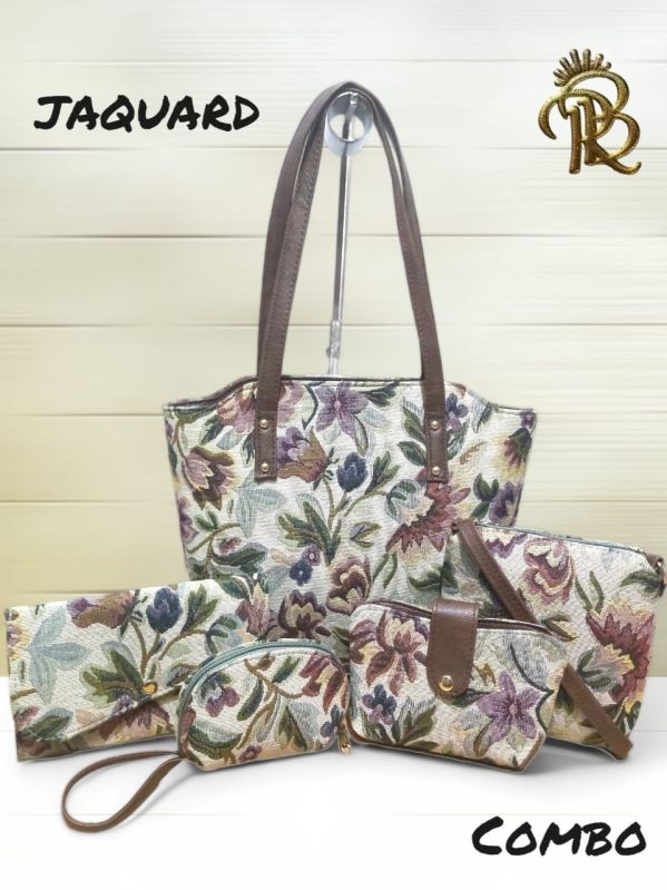 Printed Jacquard 5 Piece Combo Bags