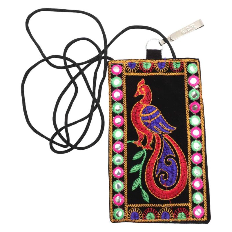 Multicolor Embroidery Mobile Pouch