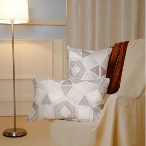 White and Black Satin Silk Throw Cushion