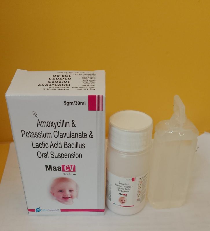 Amoxycillin 200 mg , Clavulanate 28.5 mg + Lactobacillus oral suspension