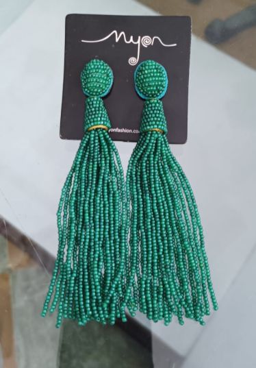 Green Beaded Earrings