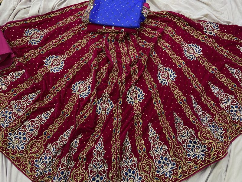 Hand embroidery velvet Lehenga Choli