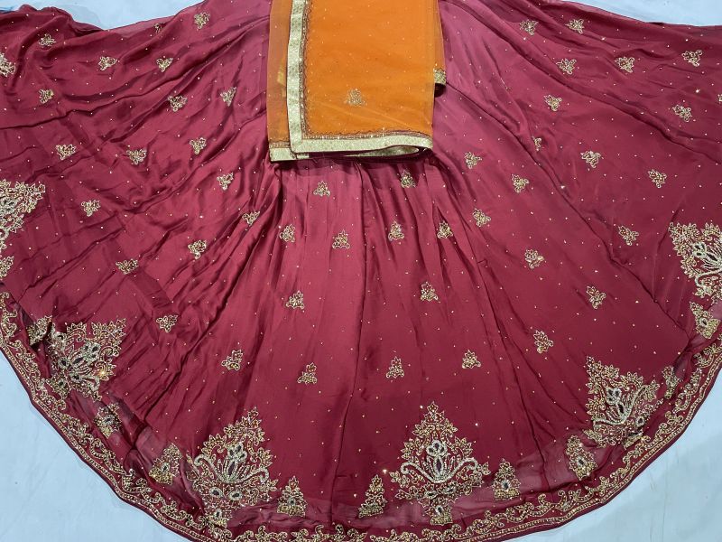 Ladies Fancy Maroon Embroidered Lehenga Choli