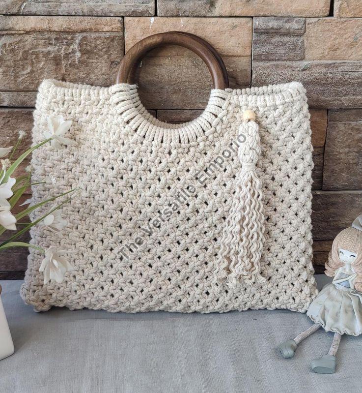 Macrame White Handbag