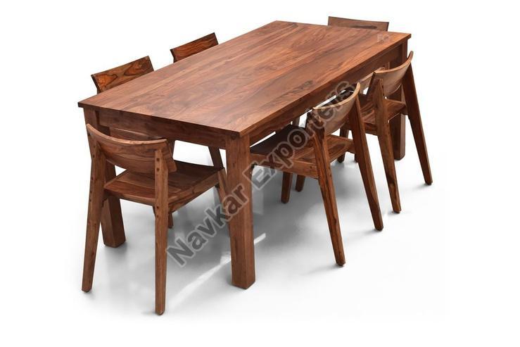 Wood 6 Seater Dining Table Set