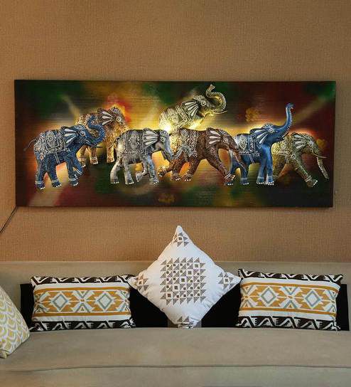 7 Metal Elephant Led Wall Art Frame