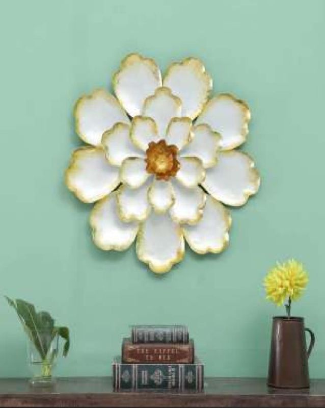 Metal White Shine Wall Decor Flower Frame