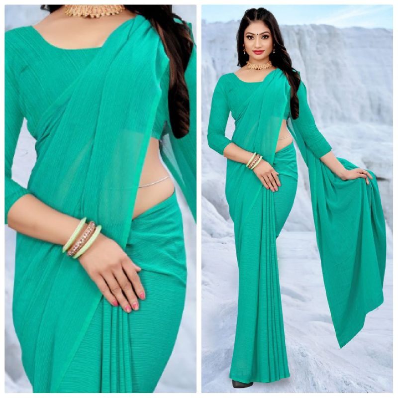 Plain Chiffon Saree (Sea Green) - Send Gifts and Money to Nepal Online from  www.muncha.com