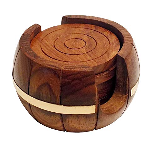 Wooden Round Coaster Set