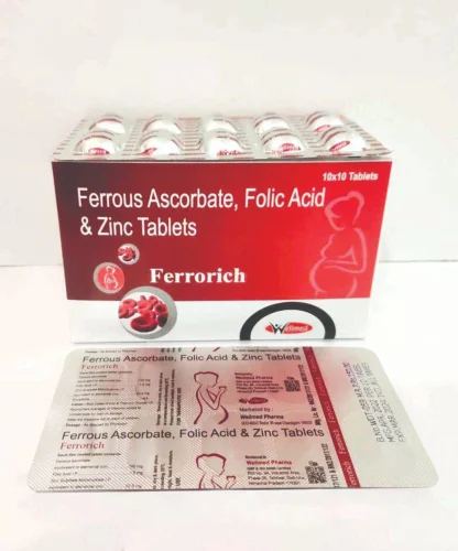 Ferrous Ascorbate 100mg Folic Acid 1.5mg Zinc 22.5mg Tablets