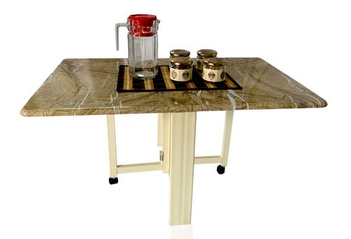 Sahni 100 cm x 58 cm Light Brown Finish Marble Top Foldable Coffee Table