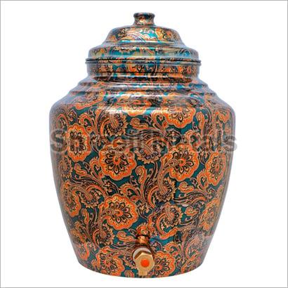 Floral Printed Copper Water Pot