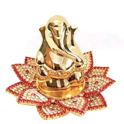 3.5 Inch Crystal & Metal Ganesh Statue