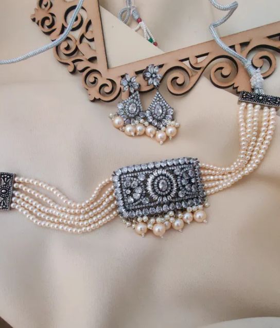 Oxidized silver choker necklace - D1 – Simpliful Jewelry