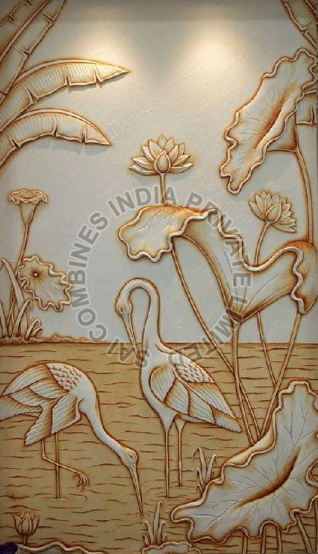 Bird Carved Marble Wall Panel