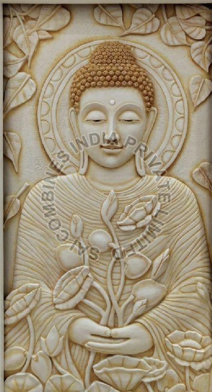 Buddha Carved Marble Wall Panel