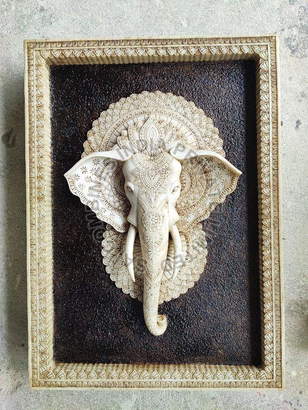 Lord Ganesha Carved Marble Wall Panel