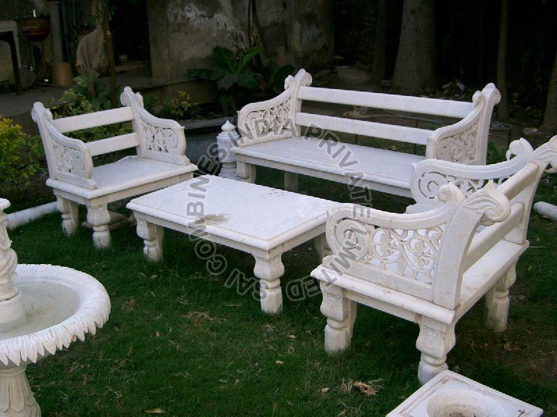 Marble Carved Table and Chair Set