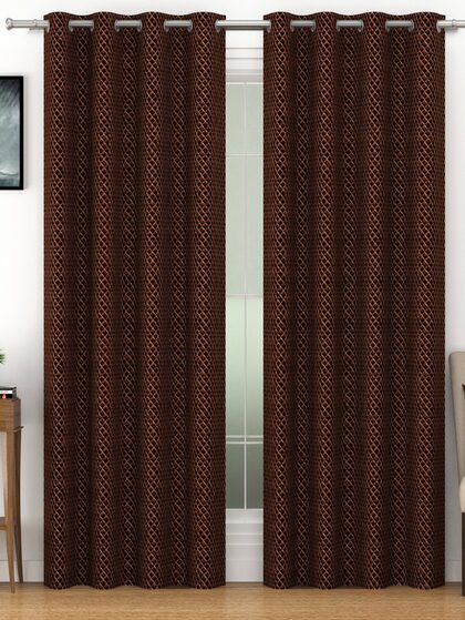 Dark Brown Jacquard Curtains