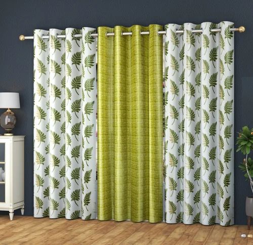 Green Knitting Print Curtains