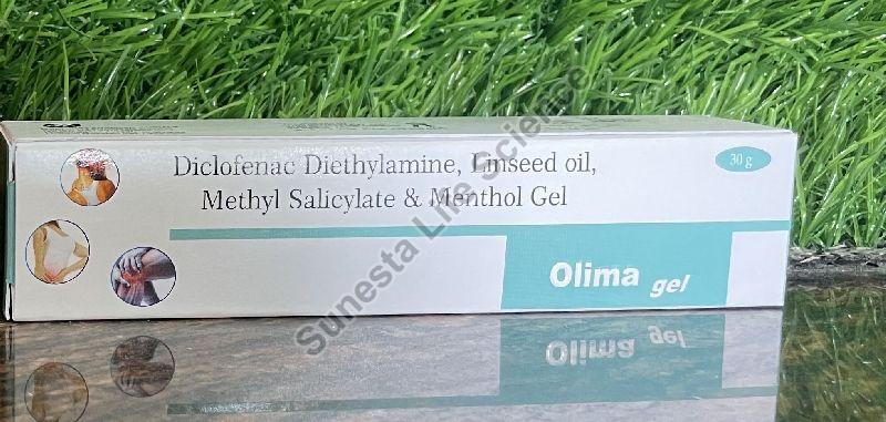 Diclofenac diethylamine linsed oil, methyl salicylate & Menthol  OLIMA GEL