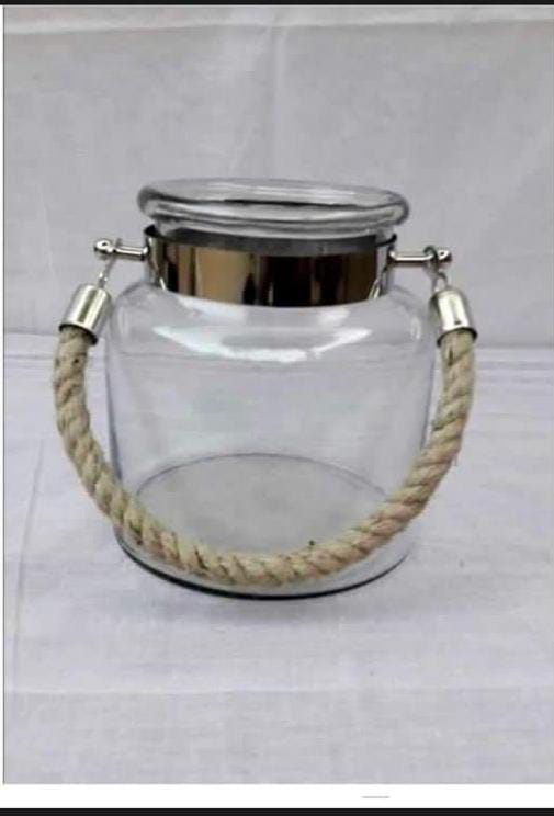 glass jar with rope fitting