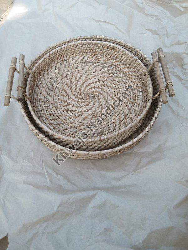 Round Rattan Basket with Handle