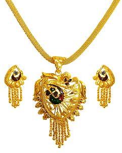 Meenakari Gold Pendant