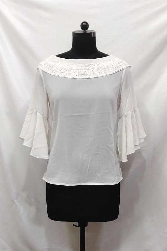 100% Polyester White Ladies Top