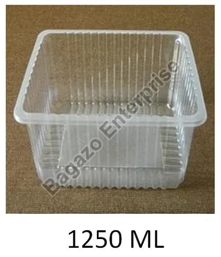 1250ml Transparent Rectangular Plastic Container