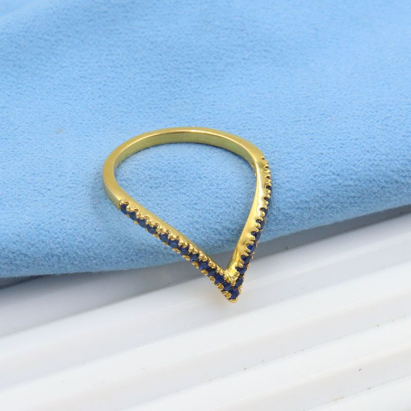 Buy Palmonas 18k Gold Plated V Letter Ring for Women (One Size) online