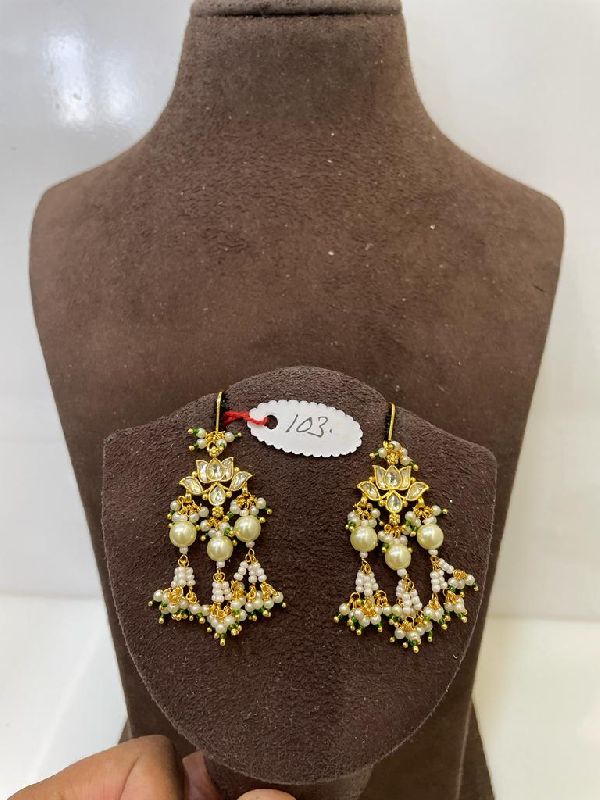 MJ-S-103 Full Yellow White Moti Earrings