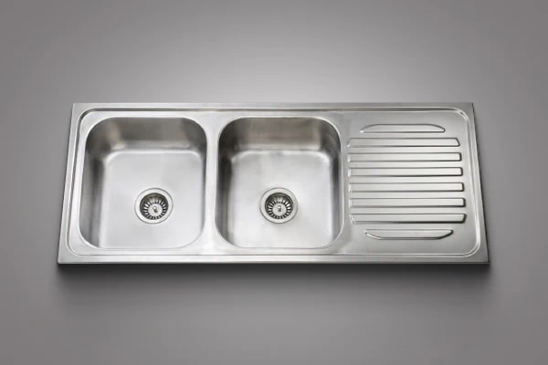 Pressed Double Bowl Sink with Drain