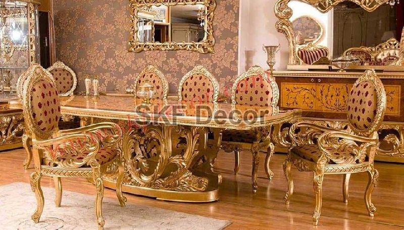Gold Finish Royal Dining Table Set
