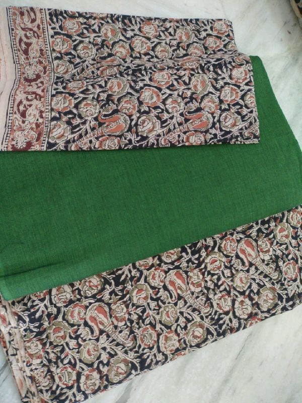 Cotton hand block Kalamkari kurta fabric and dupatta - Design 1 – Phulari