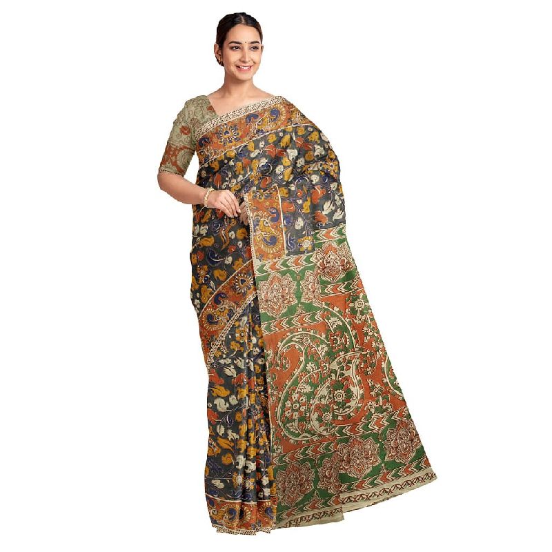 Embroidered Kalamkari Saree at Rs 350/piece | Kalamkari Saree in  Machilipatnam | ID: 15177626588