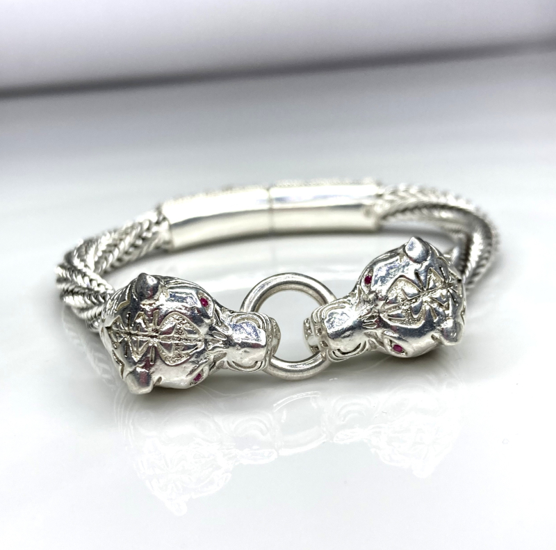 925 Sterling Silver Ruby Animal Bracelet