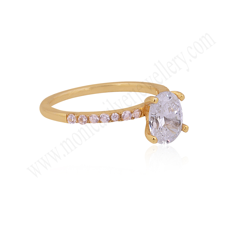 Gold Plating White Zircon Ring Manufacturer Exporter from Jaipur India