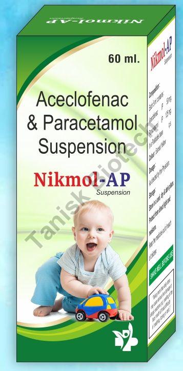 Aceclofenac 50mg, Paracetamol 250mg Suspension