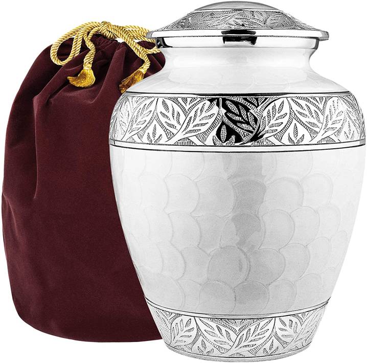 White Enamel Cremation Urn