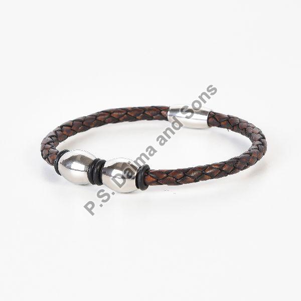 Leather Bracelet for Men Black Leather Bracelet Casual Wear Anchor Charm  Leather Wrap Bracelet for Men and Boys