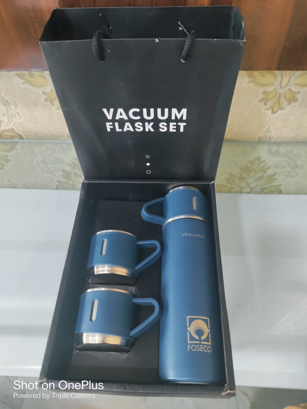 Stainless Steel Black Vacuum Flask Set