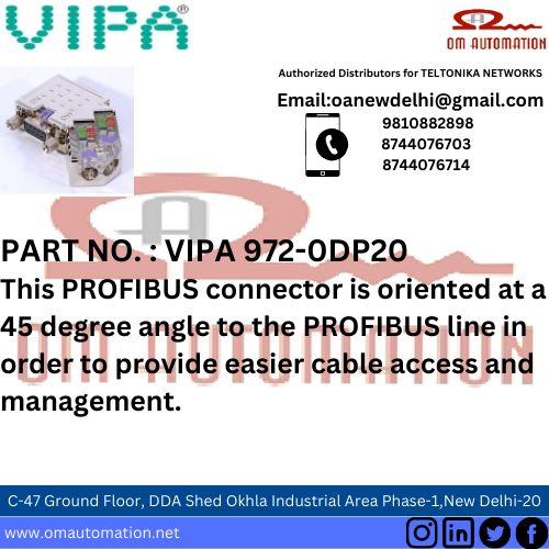 VIPA 9720DP20 PROFIBUS CONNECTOR W/ LEDs 45 Degrees Exporter
