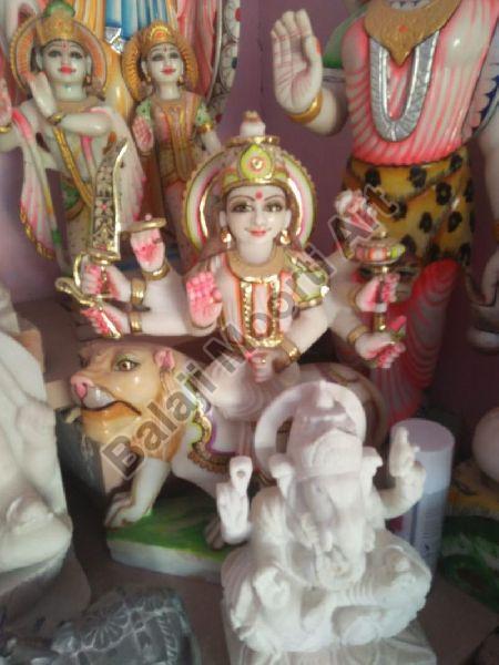 1.5 Feet White Marble Durga Maa Statue