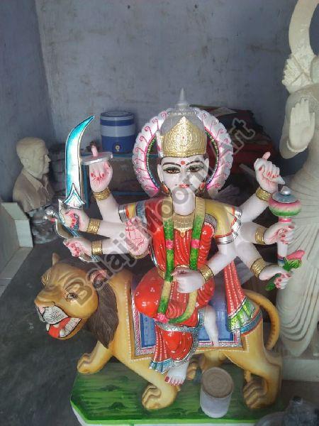 3 Feet White Marble Durga Maa Statue