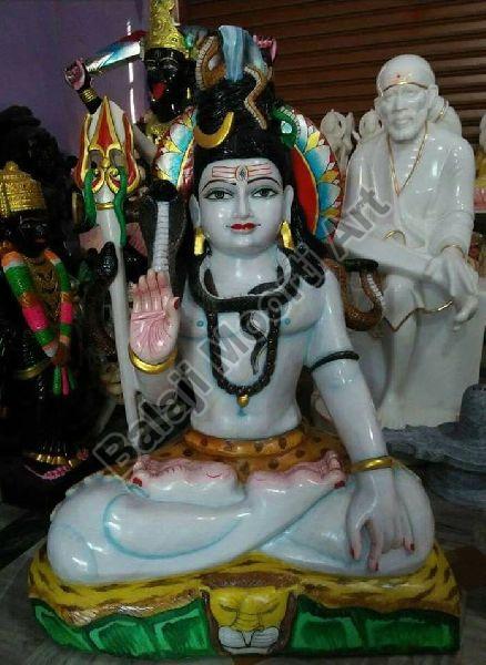 3 Feet White Marble Shiv ji Statue