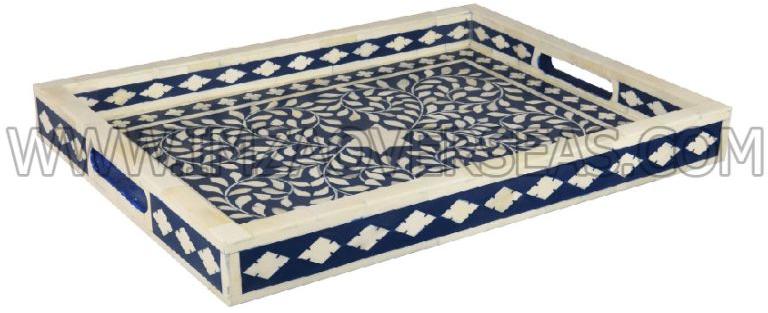 Rectangular Bone Inlay Serving Tray